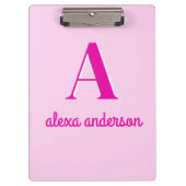 Heet Roze Retro Dolly Monogram Klembord (Voorkant)