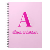 Heet Roze Retro Dolly Monogram Notitieboek (Voorkant)
