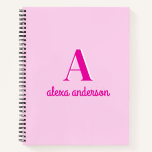 Heet Roze Retro Dolly Monogram Notitieboek