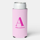 Heet Roze Retro Dolly Monogram Seltzer Blikjeskoeler (Seltzer Achterkant)