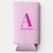 Heet Roze Retro Dolly Monogram Seltzer Blikjeskoeler (Achterkant)