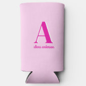 Heet Roze Retro Dolly Monogram Seltzer Blikjeskoeler (Voorkant)