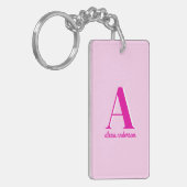 Heet Roze Retro Dolly Monogram Sleutelhanger (Voorkant Links)