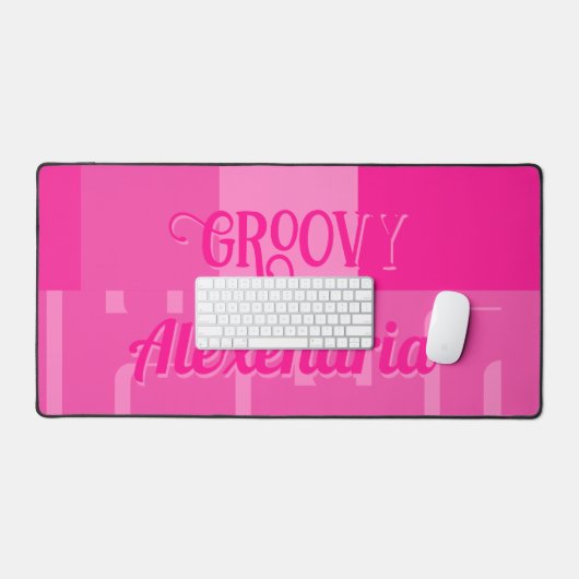 Heet Roze Retro Geometrisch Gepersonaliseerd Bureaumat (Keyboard & Muis)