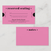 Heet Roze Retro Gereserveerde Zitplaatsen Tand Afsprakenkaartje (Voorkant / Achterkant)