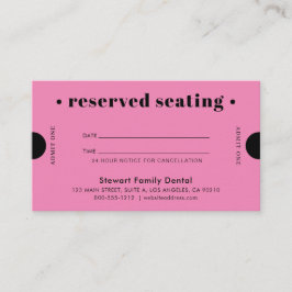 Heet Roze Retro Gereserveerde Zitplaatsen Tand Afsprakenkaartje