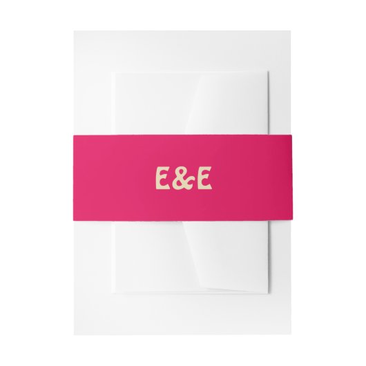Heet Roze Retro Monogrammed Bruiloft Uitnodigingen Wikkel (Voorkant Voorbeeld)