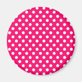 Heet Roze Retro Polka Dots Patroon Magneet (Voorkant)