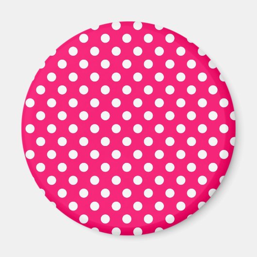 Heet Roze Retro Polka Dots Patroon Magneet (Voorkant)
