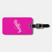 Heet Roze Retro Pop Let's Go Feesten! Bagagelabel (Voorkant horizontaal)