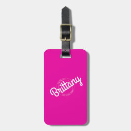 Heet Roze Retro Popje Laten we naar het Feest gaan Bagagelabel