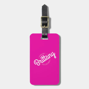 Heet Roze Retro Popje Laten we naar het Feest gaan Bagagelabel