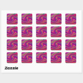 Heet Roze Retro Swirl Epicenter Vierkante Sticker (Vel)