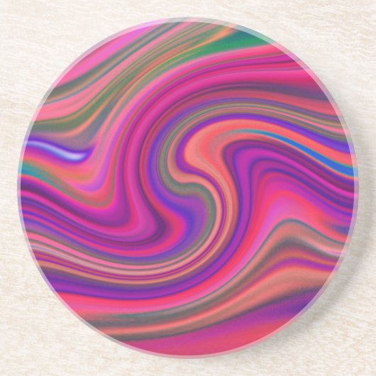 Heet Roze Retro Swirl Epicenter Zandsteen Onderzetter (Voorkant)