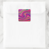 Heet Roze Retro Wervel Epicentrum Vierkante Sticker (Tas)