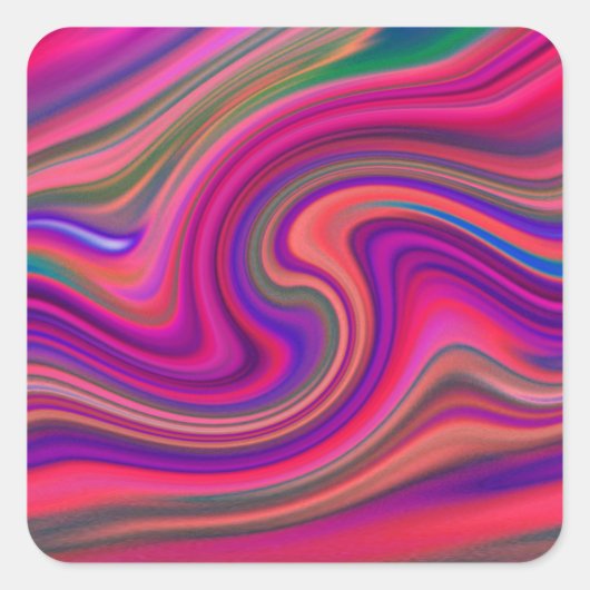 Heet Roze Retro Wervel Epicentrum Vierkante Sticker (Voorkant)