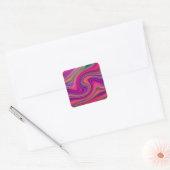 Heet Roze Retro Wervel Epicentrum Vierkante Sticker (Envelop)