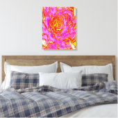 Heet roze, rode en gele succulente Sedum rozet Canvas Afdruk (Insitu (Slaapkamer))