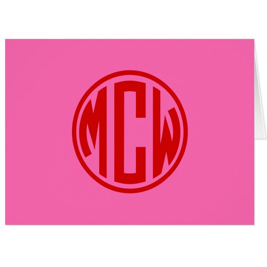 Heet roze rode preppy cirkelmonogram doe-het-zelf