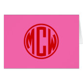 Heet roze rode preppy cirkelmonogram doe-het-zelf (Voorkant Horizontaal)