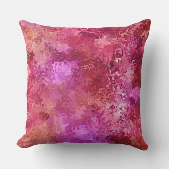 Heet Roze Rood en Magenta Abstract Patroon Buitenkussen (Voorkant)