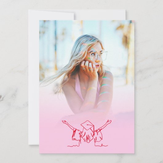 Heet Roze Rood Hand-getrokken Scrible Petten Afstu Kaart (Achterkant)