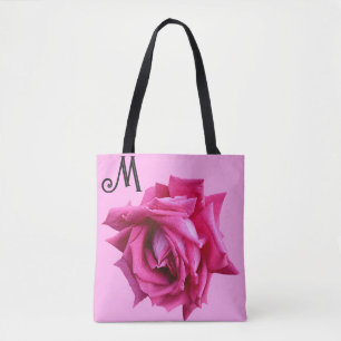 heet roze roos floral boho mode girly tote bag