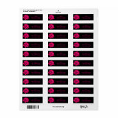 Heet Roze Roos op Zwarte Adreslabels Etiket (Full Sheet)