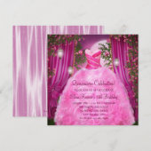 Heet Roze Roos Quinceanera Kaart (Voorkant / Achterkant)