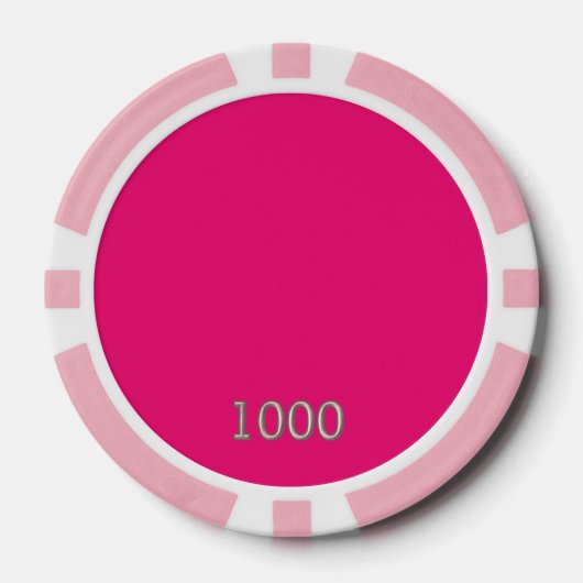 Heet Roze roze 1000 gestreepte pokerchip (Voorkant)