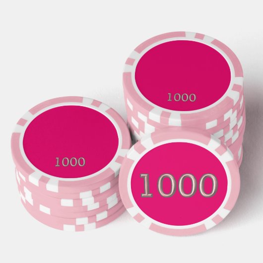 Heet Roze roze 1000 gestreepte pokerchip (Opstapeling)