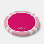 Heet Roze roze 1000 gestreepte pokerchip (Enkel)