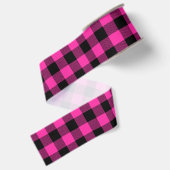 Heet roze roze en zwarte Buffalo ruitjespatroon Grosgrain Lint (Achterkant)