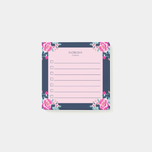 Heet Roze Rozen Bloemige Takenlijst Post-it® Notes (Voorkant)
