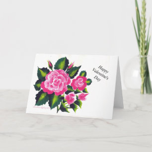 Heet roze rozenboeket Valentijnskaart Feestdagen Kaart