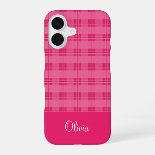 Heet roze ruit iPhone 16 hoesje (Achterkant)