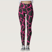 Heet Roze Safari Giraffe Print Leggings (Voorkant)