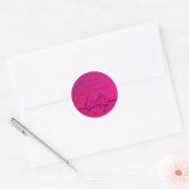Heet Roze Satijnen Lint - Save The Date Ronde Sticker (Envelop)