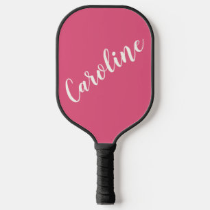 Heet Roze Schrift Aangepaste Naam Minimalistische Pickleball Paddle