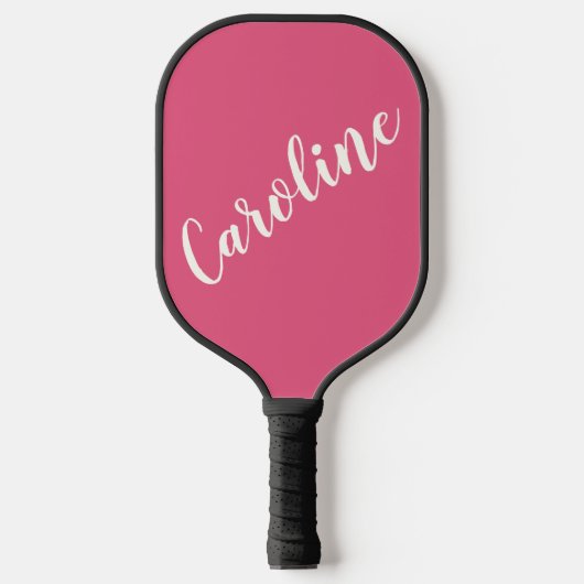 Heet Roze Schrift Aangepaste Naam Minimalistische  Pickleball Paddle (Voorkant)