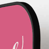 Heet Roze Schrift Aangepaste Naam Minimalistische  Pickleball Paddle (Links Detail)