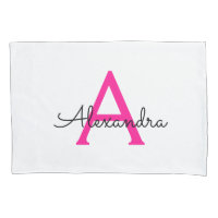 Heet Roze Script Girly Monogram Naam
