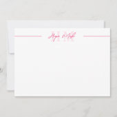 Heet Roze Script Naam Monogram Notitiekaartje (Voorkant)