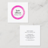 Heet Roze Sequin Cosmetoloog Schoonheidssalon Wit Vierkante Visitekaartje (Voorkant / Achterkant)