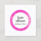 Heet Roze Sequin Cosmetoloog Schoonheidssalon Wit Vierkante Visitekaartje (Voorkant)