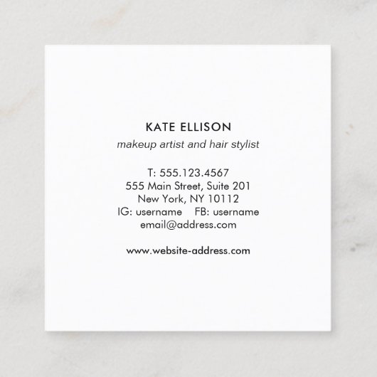 Heet Roze Sequin Cosmetoloog Schoonheidssalon Wit Vierkante Visitekaartje (Achterkant)