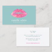 Heet Roze Sequin Lips Beauty Salon Schattig Blauwg Visitekaartje (Voorkant / Achterkant)