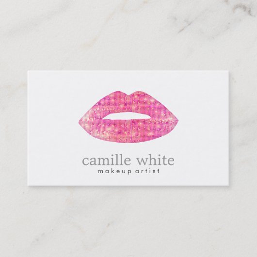 Heet Roze Sequin Lips Beauty Visitekaartje (Voorkant)