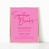 Heet Roze Signature Drinken Party Sign Poster