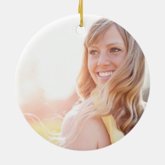 Heet Roze Signature Monogram Folie Foto Keramisch Ornament (Achterkant)